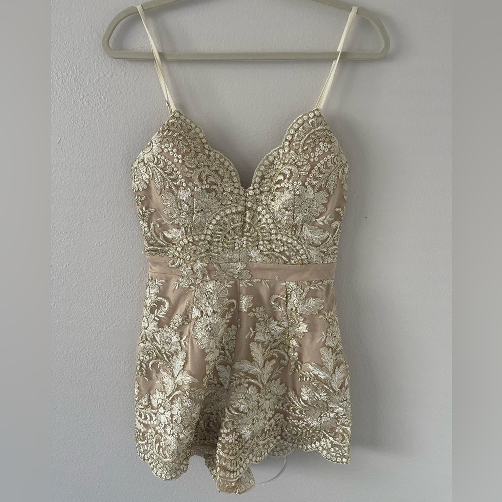 Selfie Leslie Gold Embellished Romper